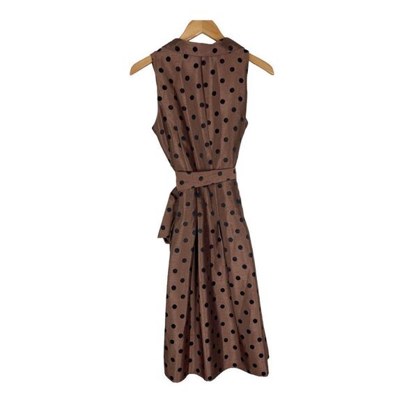 Jessica Howard Pretty Woman Fit & Flare Polka Dot Midi Dress 8P Cocktail Brown - Picture 10 of 11